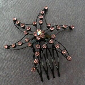 Star Hair Side Comb, pink rhinestone, crystals